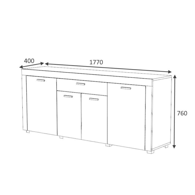 Madia quattro ante un cassetto Rovere FIESTA 177x40x h76 cm