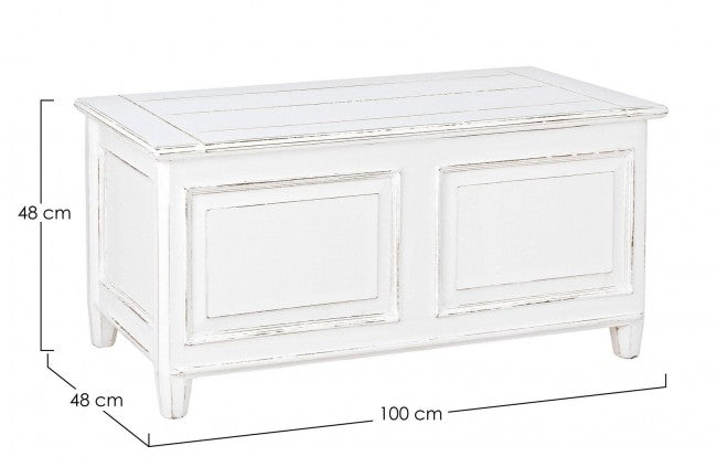 Cassapanca rustica Colette in legno nobilitato bianco