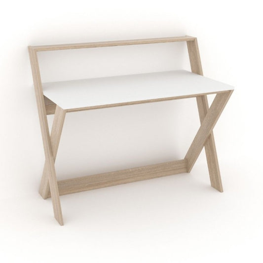 Scrivania stile scandinavo naturale  bianco Alixus 113x59xh.97 cm