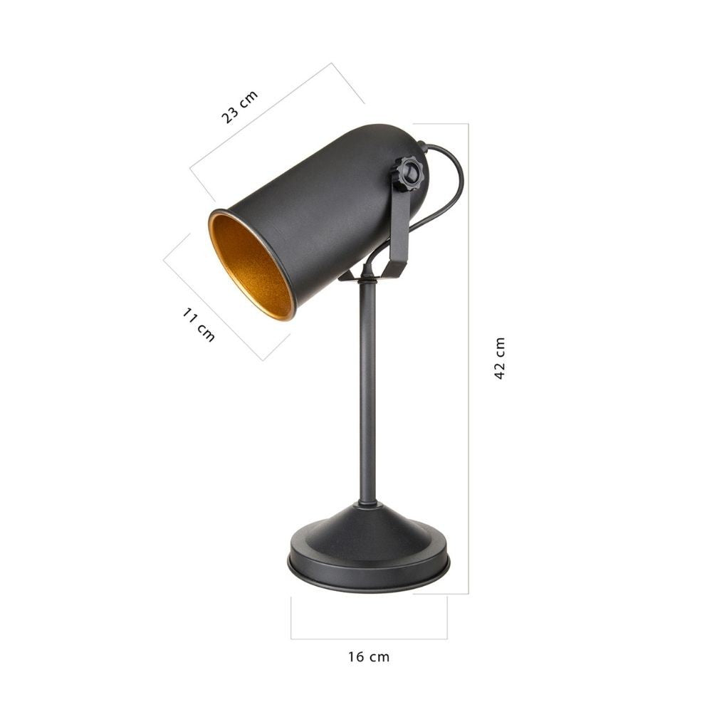 Lampada da tavolo direzionabile Tokyo MDL3636 metallo nero