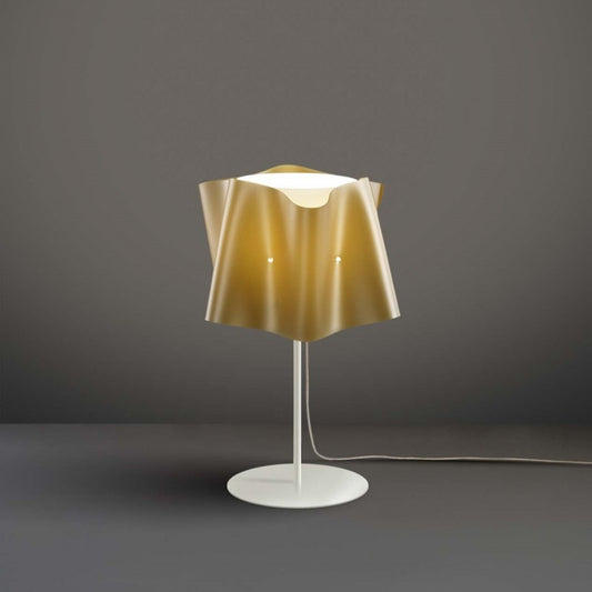 Lampada da tavolo con base e stelo metallo FOLIO paralume Oro diametro 25x h37 cm