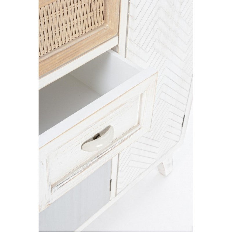 Credenza tre ante due cassetti in legno Bianco CLOTILDE 87x36x h80 cm