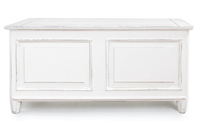 Cassapanca rustica Colette in legno nobilitato bianco