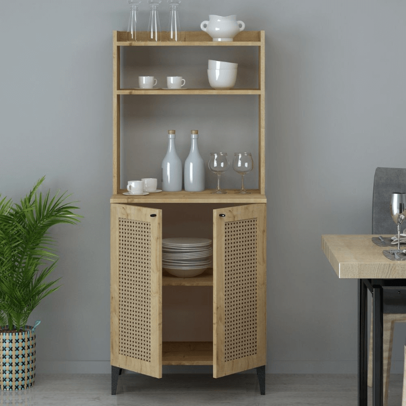 Credenza alta Zanne 2 ante e vani a giorno rovere EFFEZ