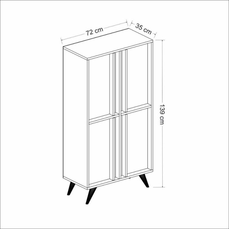 Credenza alta 4 ante antracite noce 72x35x139h cm