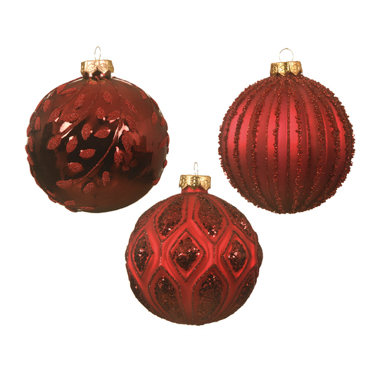 Pallina di Natale Bauble rossa assortita Ø10cm