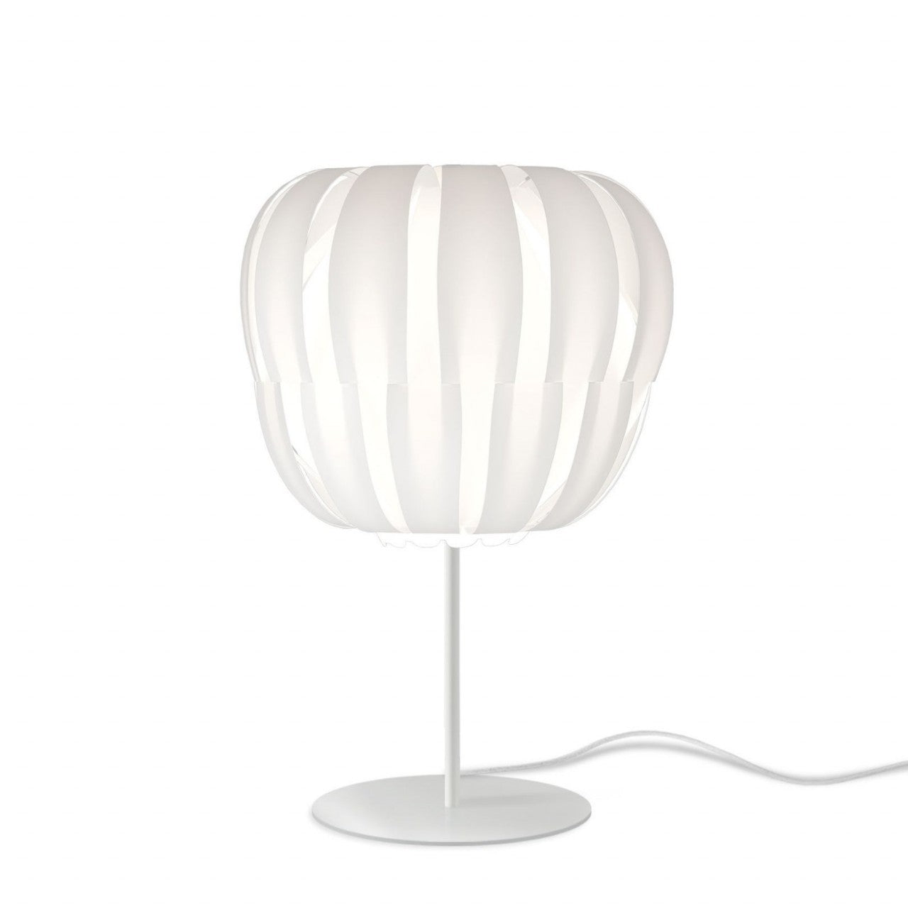 Lampada da Tavolo Base e Stelo Bianco in Metallo Cm. 19 x 33h