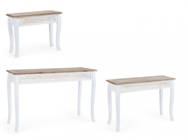 Set 3 consolle bianco in legno stile classico