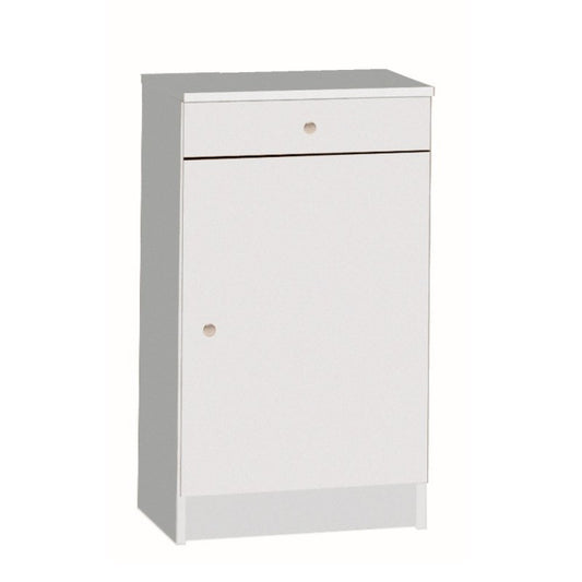 Low multipurpose wardrobe one door one drawer White 46x34x h80 cm