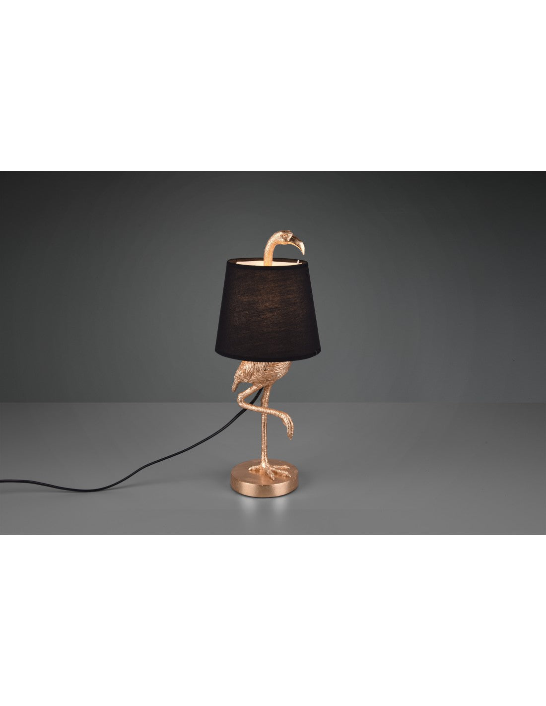 Lume Decorativo Fenicottero Oro e Paralume Nero Lola Trio Lighting