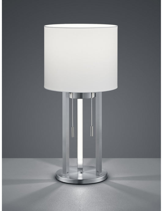 Lampada da Tavolo Tandori Nichel Paralume Bianco Ø25 cm Trio Lighting