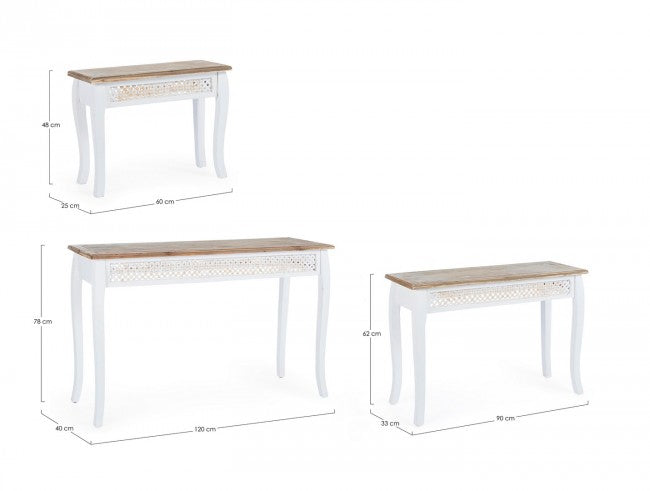 Set 3 consolle bianco in legno stile classico