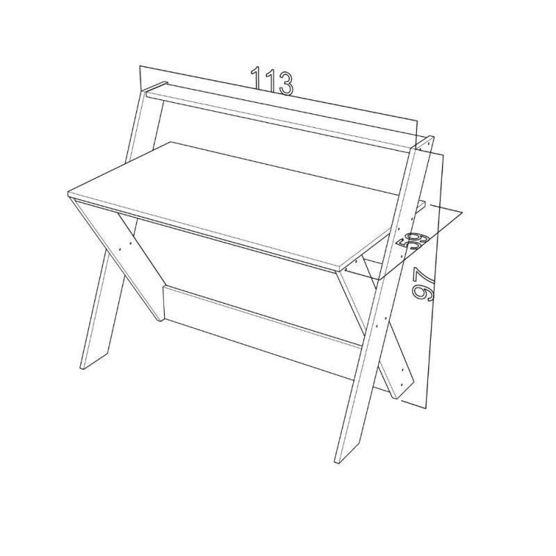 Scrivania stile scandinavo naturale  bianco Alixus 113x59xh.97 cm