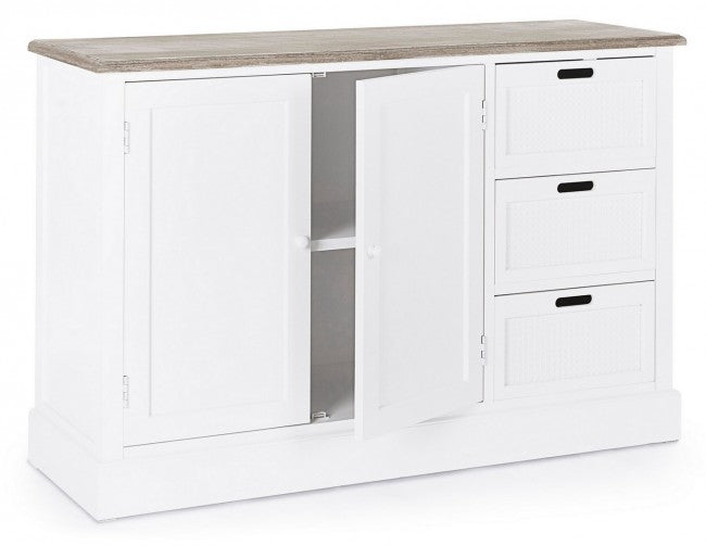 Credenza in MDF due ante tre cassetti Bianca DOROTEA 123x40x h82 cm