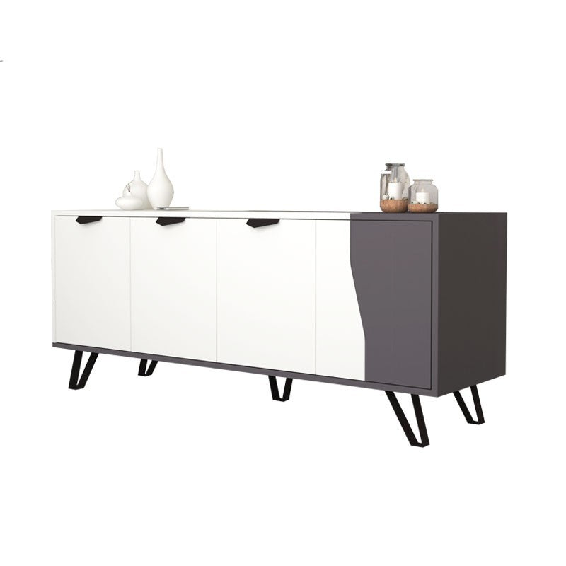 Mobile credenza 4 ante bianco grigio 160x45xh.77 cm