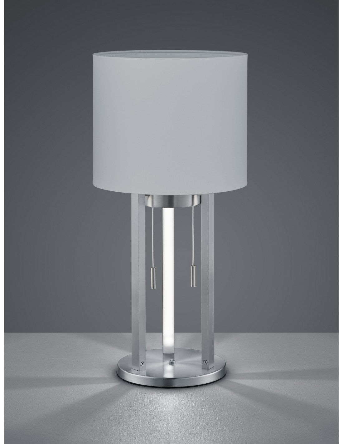 Lampada da Tavolo Tandori Nichel Paralume Bianco Ø25 cm Trio Lighting