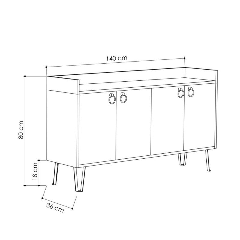 Madia 4 ante antracite tortora 140x36x80 h