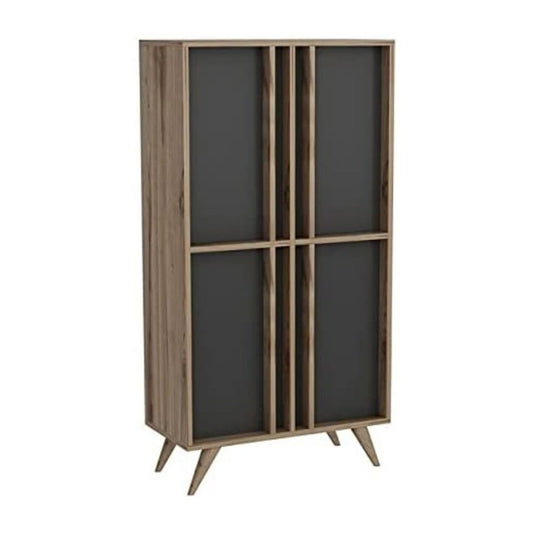 Credenza alta 4 ante antracite noce 72x35x139h cm