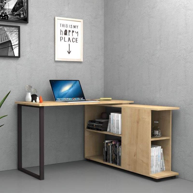 Scrivania con libreria reversibile Rovere OSLO 120x60x h74 cm