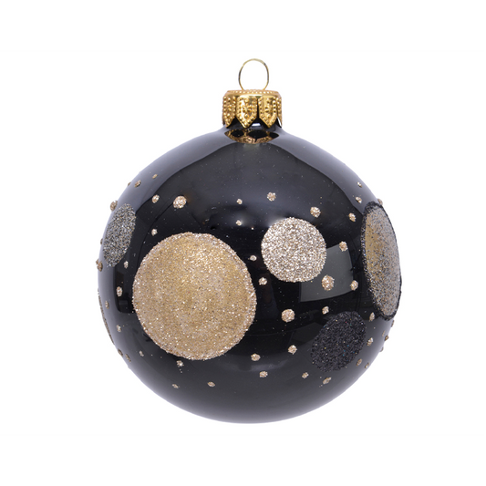 Palline nera con pianeti glitter Ø8 cm