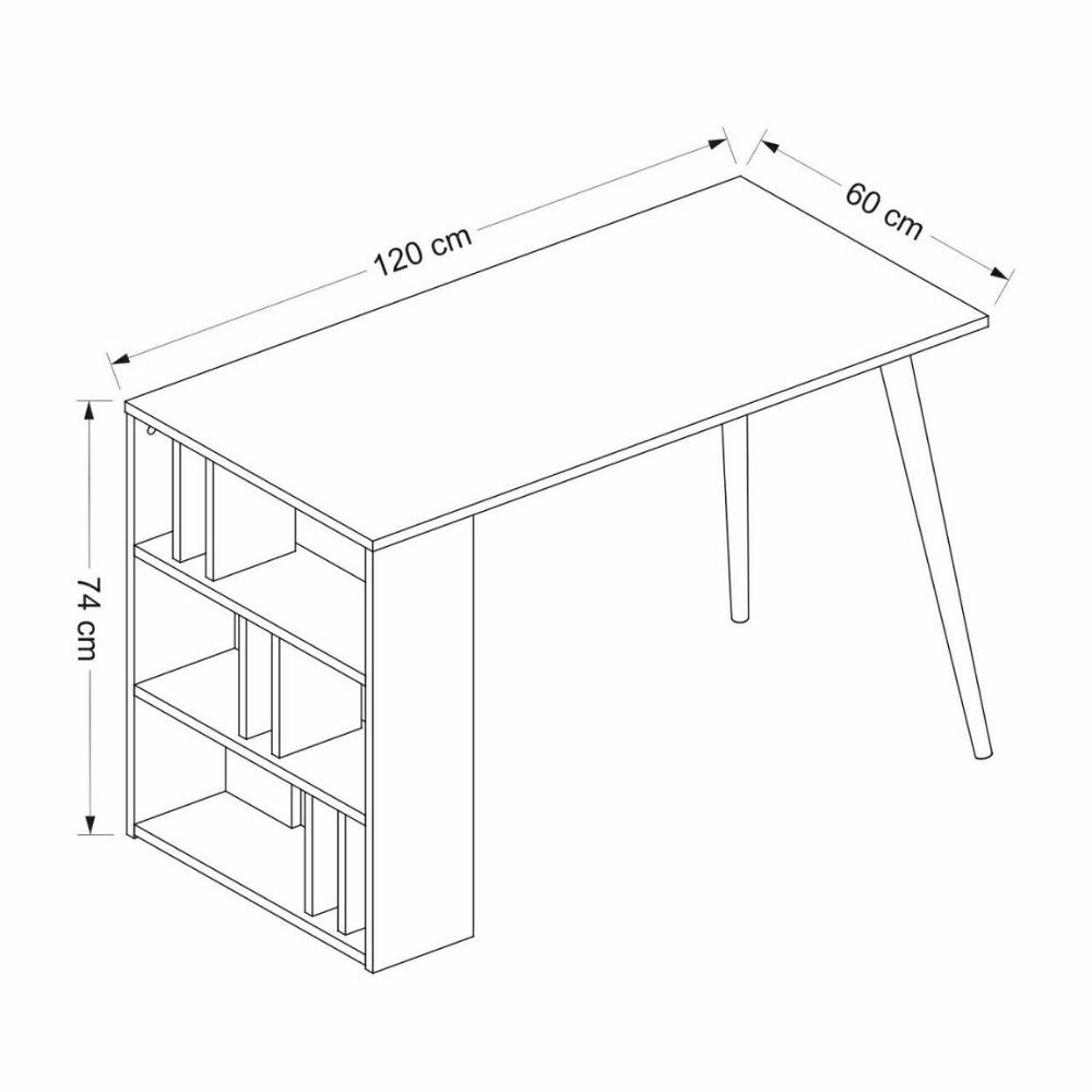 Scrivania Pina 120 con libreria laterale noce antracite