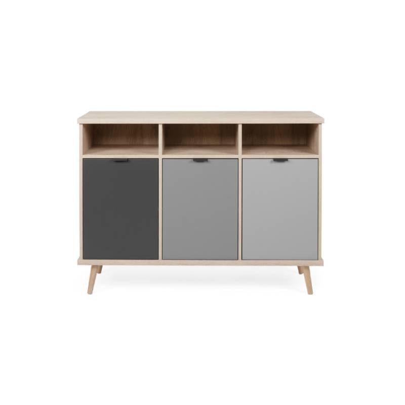 Credenza tre vani sonoma grigio piedini rialzati cm 120 x 40 x 88 h