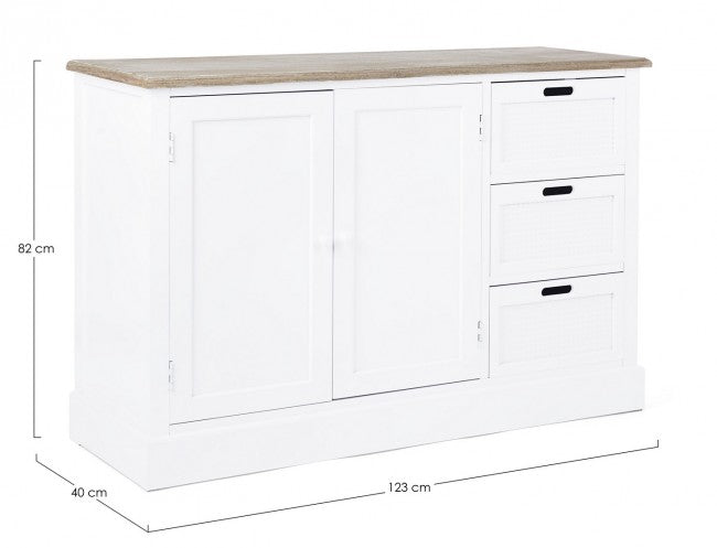 Credenza in MDF due ante tre cassetti Bianca DOROTEA 123x40x h82 cm