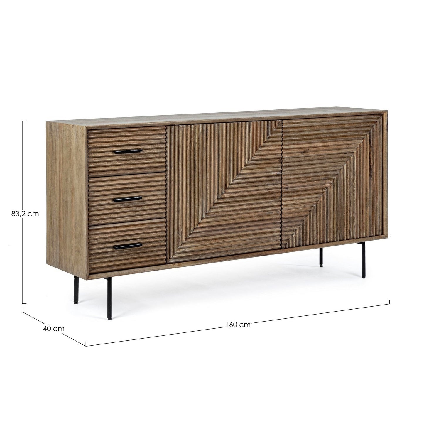 Credenza 2 ante 3 cassetti in legno Darsey